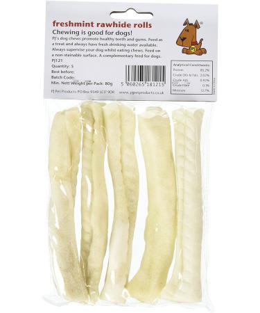 Natural Rawhide Dog Chews Treats Rolls Mint Healthy Food Snacks Pack of 10 by PJ Pet Products - Buy Online on SooperMarket.com