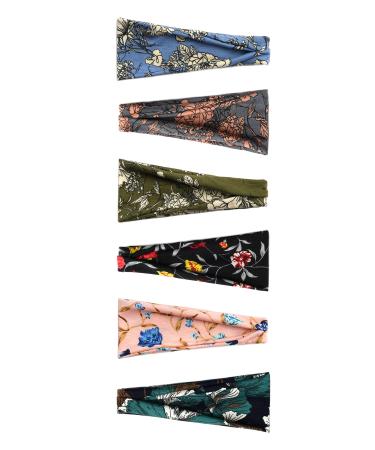 PLOVZ 6 Pack Women's Yoga Running Headbands Sports Workout Hair Bands (Set 023N)