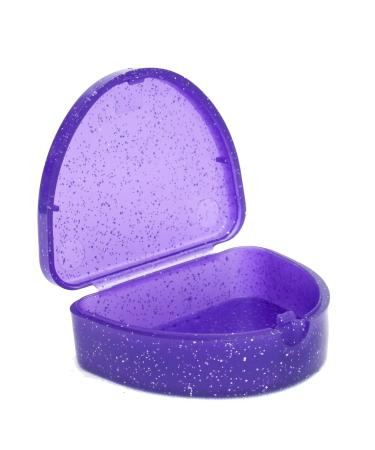 Slim Orthodontic Dental Case - Colour & Glitter Choices for Retainers Bleaching Trays Dentures & More (Glitter Purple)