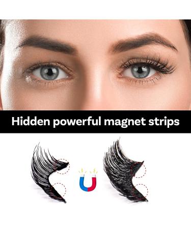 Dual Magnetic Reusable False Eyelashes Set - No Glue Needed | Soft 3D Fake Lashes Extension | Natural Look with Tweezers - 2 Pairs - Buy Online on SooperMarket.com