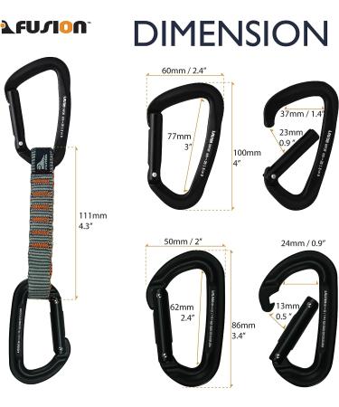 Fusion Climb 6-Pack Quickdraw Set - 11cm with Contigua Straight Gate Carabiner - Orange/Orange - Buy Online on SooperMarket.com
