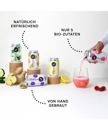 Organic Roy Raspberry Kombucha - 6 Pack (330 ml) | Handmade in Berlin | Vegan Gluten-Free Lactose-Free - Buy Online on SooperMarket.com