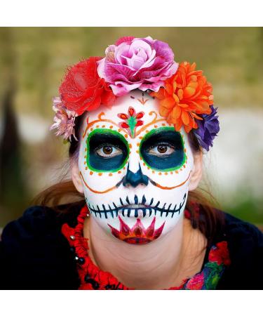 Halloween Temporary Face Tattoos - Day of the Dead Headband & Costume Tattoos Set - Buy Online on SooperMarket.com