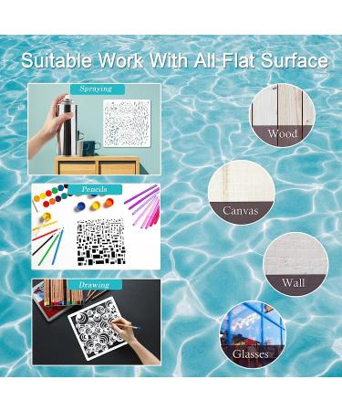 Layering Mixed Media Stencils Set - Leopard, Diamond, Spirals, Cubist, Geometric Patterns - 14 Pcs, 6x6 inch - Ideal for Painting, Walls, Canvas, DIY Crafts, Scrapbooking, Stamp Decor, Card Making - Buy Online on SooperMarket.com