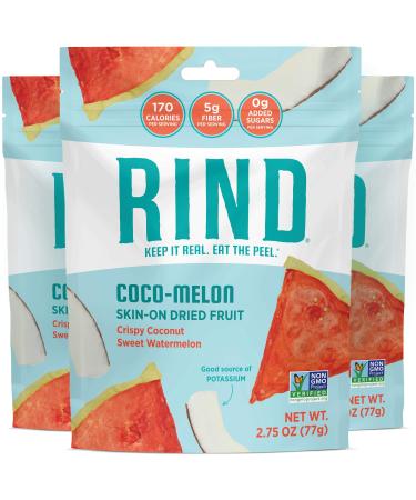RIND Snacks Coco-Melon Dried Fruit Superfood, Organic Coconut, Watermelon, High Fiber, Vegan, Paleo, Non-GMO 2.75oz, 3 Pack 2.75 Ounce (Pack of 3)