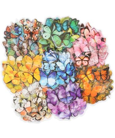 Knaid Butterfly Stickers Set (320 Pieces) Transparent Colorful Butterflies Resin Stickers Decals for Nature Scrapbook Supplies Junk Journal Bullet Journals Planners Laptops Paper Crafts