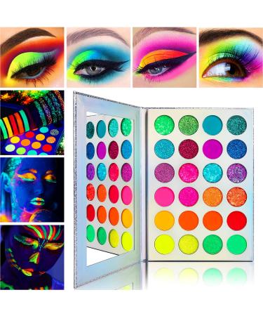 DE'LANCI Neon Eyeshadow Palette - Glow in the Dark, Blacklight UV Makeup, Matte & Glitter Shadows for Halloween - Buy Online on SooperMarket.com