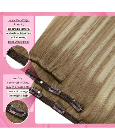 Youngsee Clip In Extensions - Real Hair Ombre 50cm Balayage Medium Brown & Platinum Blonde - 120g 7pcs - Premium Quality Hair Extensions - Buy Online on SooperMarket.com