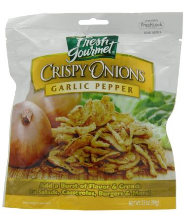 Fresh Gourmet Crispy Onions, Garlic Pepper, 3.5 Ounce Garlic Pepper 3.5 Ounce (Pack of 1)