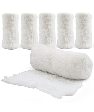 Cotton Gauze Roll-100% Crinkle Weave Cotton -6 ply-STERILE -Extra Absorbency - Medical Gauze Bandage -6 Rolls 4.5 Inches X 4 Yard - Latex Free -Each roll Individual Wrapped-Hospital Grade Quality