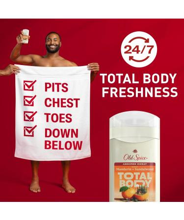 Old Spice Whole Body Deodorant for Men Total Body Deodorant Mandarin + Sandalwood Aluminum Free Deodorant Stick for 24/7 Freshness // Dermatologist Tested Whole Body Deodorant 3.0 oz - Buy Online on SooperMarket.com