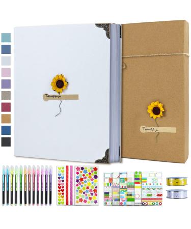 Vienrose Photo Album Scrapbook 60 Pages Hardcover 8.5 x 11 Inch with DIY Scrapbooking Kit 3 Rings White Paper Scrapbook for Lover Friends Kids Anniversary Wedding Gift 8.5'' x 11'' White