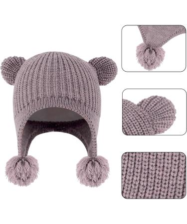 KAKU NANU Toddler Winter Hat with Double Pom Pom | Fleece Lined Beanie for Baby Boys & Girls 6-12 Months | Dark Purple - Buy Online on SooperMarket.com