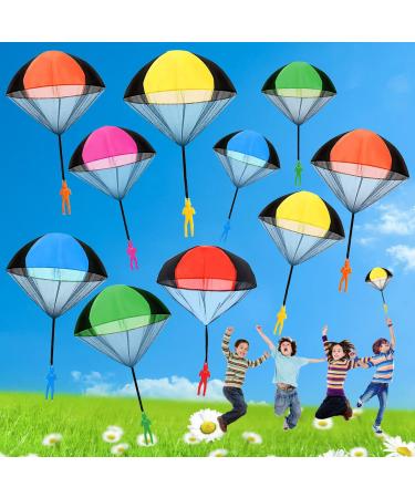 NcKihrkk 12 pieces parachutist toy parachute toy children outdoor hand throw air toys for children shared children's birthday guest gifts