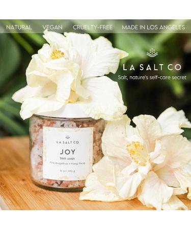 La Salt Co Joy Aromatherapy Bath Salt Soak | Pink Grapefruit & Ylang-Ylang Essential Oil | Energizing, Rejuvenating, Mood-Balancing | 16 oz - Buy Online on SooperMarket.com