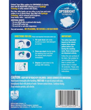 Carbona Super White Sheets - Bleach Free OptiBright Technology - 20 Sheets per Pack - Buy Online on SooperMarket.com