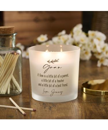 Personalised Large Double Wick Candle Gift for Gran with Sentiment (Fresh Cotton)