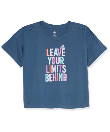 adidas Girls' Short Sleeve Loose Fit Tee Large Wonder Steel