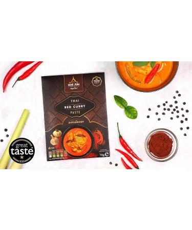Authentic Thai Red Curry Paste by Mae Jum | 3 x 70g Pack | Great Taste Award Winner 2020 - Buy Online on SooperMarket.com