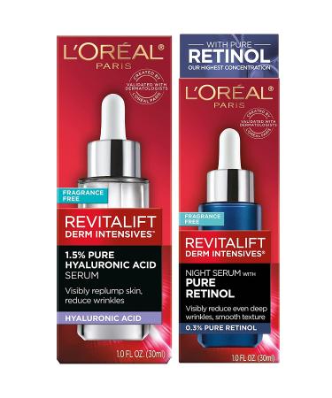 L'Oreal Paris Hyaluronic Acid, Vitamin C & Retinol Serum - Anti-Aging Day Night Care - Buy Online on SooperMarket.com