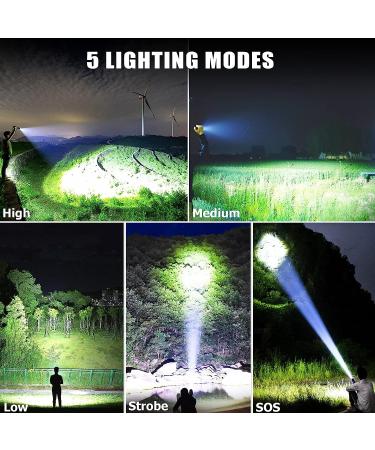 Lyting USB Rechargeable 150000 Lumens Super Bright Flashlight | 5 Modes, IPX7 Waterproof | Powerful Flash Light for Emergencies & Camping - Black - Buy Online on SooperMarket.com
