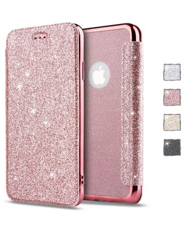 KOUYI for iPhone 11 Case Glitter Bling Sparkly Ultra-Slim PU Leather Folio Flip Case Sloy & Bling Soft TPU Back Cover Case For iPhone 11 6.1 Inches (Pink) iPhone 11 Pink