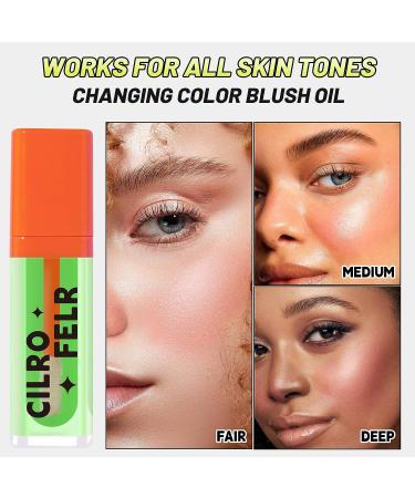 Cilrofelr Green Color Changing Liquid Blush Oil - Dewy & Natural Flush for Cheeks | Lightweight Formula for Customized Look on All Skin Tones - Buy Online on SooperMarket.com