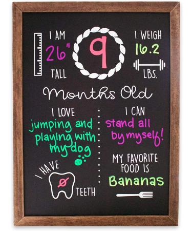 Wood Framed Baby Monthly Milestone Chalkboard | Reusable 12x16 Baby Calendar Board - Buy Online on SooperMarket.com