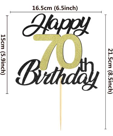 Shop Sumerk 70th Birthday Cake Attachments - Gold & Black Decorations Perfect Party Accessories - Buy Online on SooperMarket.com