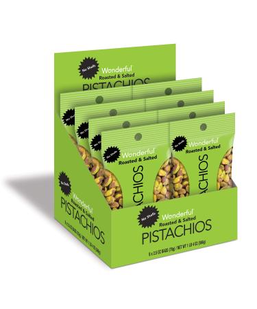 Wonderful Pistachios No Shells 2.5 Bag Roasted and salted Nuts, 2.5 Ounce (Pack of 8) Roasted & Salted 2.5 Ounce (Pack of 8)