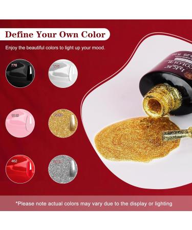 LKE Gel Nail Polish Set - 6 Colors for All Seasons | White Black Red Pink Gold & Silver Glitter | Soak Off UV/LED Nail Kit for Home & Salon Manicure - Buy Online on SooperMarket.com