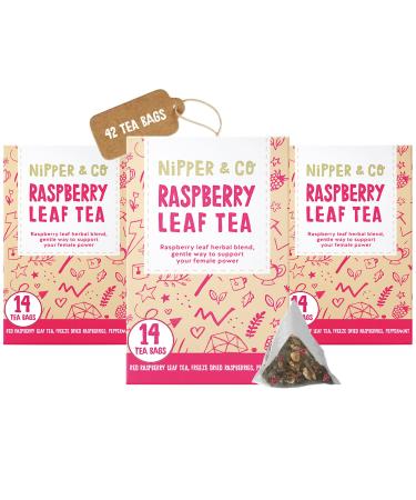 Nipper & Co Red Raspberry Leaf Tea Pregnancy Preconception 3 Pack (42 Reusable Bags 126 Cups) Natural & Biodegradable Baby Shower Pamper Kit New Mum To Be Gift Hamper Baby Shower Gifts 42 Bags (3 Pack)
