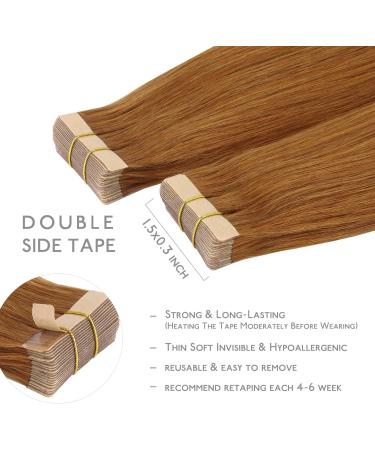 WENNALIFE 18 inch Auburn Ginger Tape in Human Hair Extensions - 20pcs, 50g Remy Real Human Hair Colored Tape Extensions #30 - Buy Online on SooperMarket.com