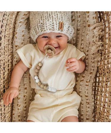 Kowlone Dummy Clips - Soother Pacifier Chain Holder for Baby - Unisex Newborn Dummies - Beige Oatmeal - Buy Online on SooperMarket.com