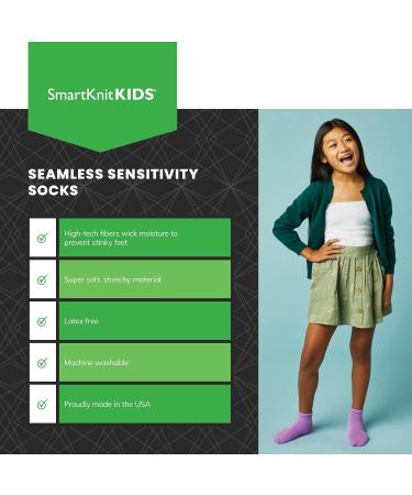 SmartKnitKIDS Seamless Sensitivity Socks 12 Pack - Small Pink Purple White - Made in USA - Buy Online on SooperMarket.com
