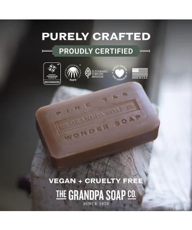 Pine Tar Bar Soap by The Grandpa Soap Company - Vegan 3-in-1 Cleanser, Deodorizer & Moisturizer - 6 Pack 3.25 Oz. Bars - Buy Online on SooperMarket.com