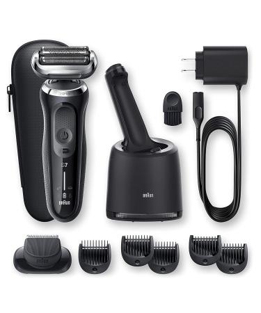 Braun Series 7 7075cc Electric Razor for Men - Waterproof Foil Shaver, Wet & Dry Shave with Beard Trimmer, Rechargeable - Includes Clean & Charge SmartCare Center and Leather Travel Case - Black - Buy Online on SooperMarket.com