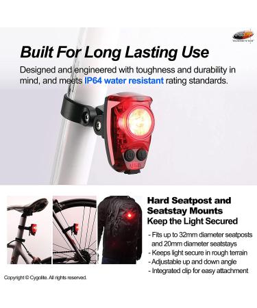 Cygolite Hotshot Pro 200 Lumen Bike Tail Light | USB Rechargeable | 6 Night & Daytime Modes | Adjustable Flash Speeds | IP64 Water Resistant - Buy Online on SooperMarket.com
