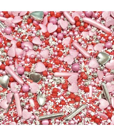 Anniversary sprinkles for cakes cupcake edible toppers sprinkle mix blend metallic silver red white pink pearls party decoration baking biscuits cake topper balls chocolate balls HEART THROB