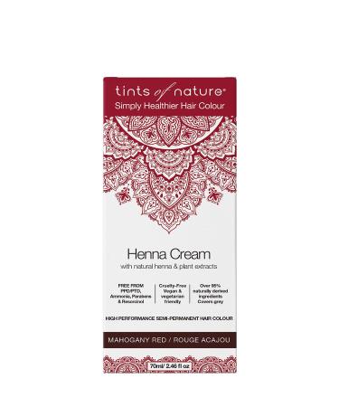 Tints of Nature Henna Cream Hair Colour, Natural and Organic, Semi-Permanent, 1 x 70ml - Mahogany Red 70 ML Mahogany Red