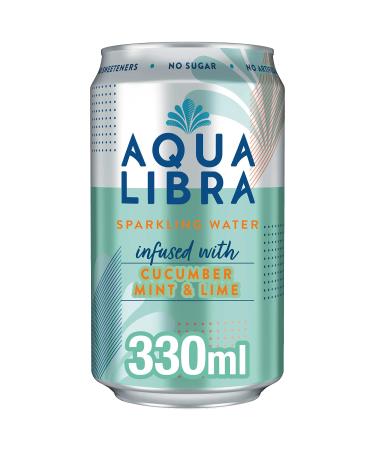 Aqua Libra Sparkling Water Sugar Free Fruit Water No Sugar No Calories Cucumber Mint & Lime 330 ml Cucumber Mint and Lime 330 ml (Pack of 1)