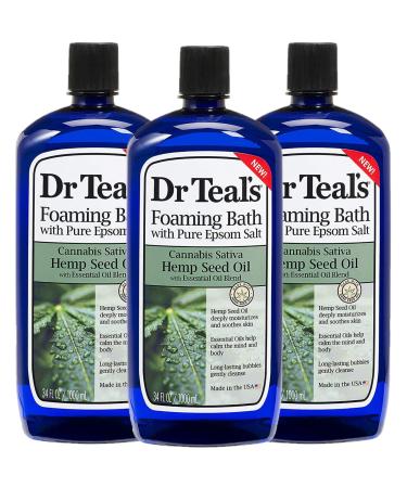 Dr Teal's Foaming Bath 3-Pack (102 Fl Oz Total) Hemp Seed Oil - Revitalize Your Body Nourish Your Skin and Soothe Your Senses