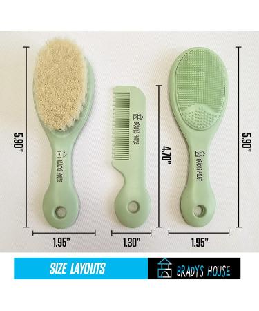BRADYS HOUSE 3 Piece Baby Hair Brush & Comb Set - Soft Goat Bristle Hair-Brush, Silicone Bath Brush, Plastic Comb for Newborns, Infants, Toddlers & Kids - Buy Online on SooperMarket.com