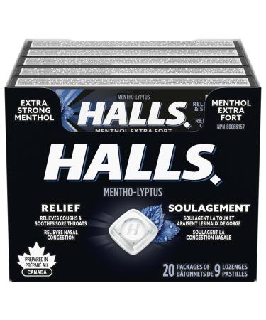 HALLS Regular Cough Drops Throat Lozenges Sore Throat Relief Mentho-Lyptus 9 Lozenges MEDICATION