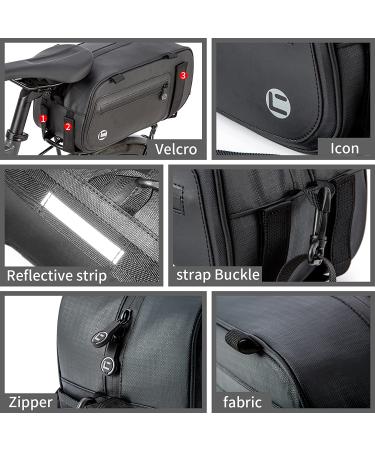 HuiJuKeJi Bike Trunk Bag - 23.5L Storage Pannier Saddle Bag with Reflective Strips | Waterproof Rear Cargo Rack | Expandable Luggage for Cycling - Buy Online on SooperMarket.com