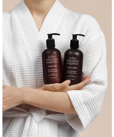 John Masters Organics Body Milk with Geranium & Ylang Ylang - Nourishing Moisturizer for All Skin Types | Natural Skincare | International Shipping - Buy Online on SooperMarket.com