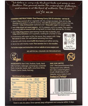 Traditional Thai Panang Curry Paste (1 x 70g) by Mae Jum | Great Taste Award - Buy Online on SooperMarket.com