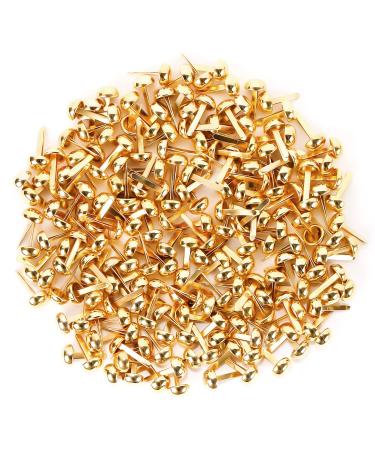 Aooba 100 PCS Mini Brads Gold Paper Fasteners  Round Brass Metal Brads for Art Crafting  Decorative Scrapbooking DIY  8x15mm (100 pcs)
