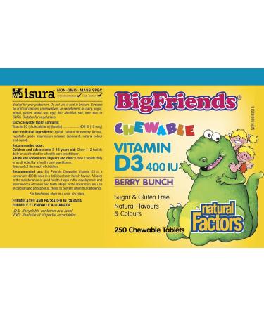 Natural Factors Big Friends Chewable Vitamin D3 400 IU Berry Bunch - 250 - Buy Online on SooperMarket.com
