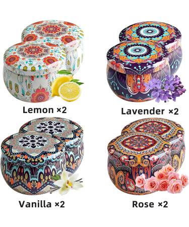 Vetour 8PCs Soy Wax Fragrance Candles - Aromatherapy Orange Lemon Vanilla Rose - 30 Hour Burn Time - Perfect Gift for Women Girls Parties & Birthdays - Retro Bohemian Style - Buy Online on SooperMarket.com